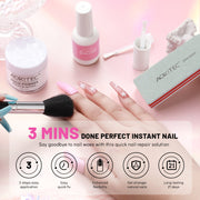 Aokitec Nail Repair Kit - 28g Clear Build Powder + 15ml Repair Glue for Broken Cracked Split Weak Nails