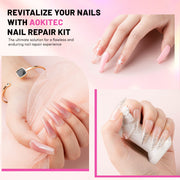 Aokitec Nail Repair Kit - 28g Clear Build Powder + 15ml Repair Glue for Broken Cracked Split Weak Nails