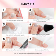 Aokitec Nail Repair Kit - 28g Clear Build Powder + 15ml Repair Glue for Broken Cracked Split Weak Nails