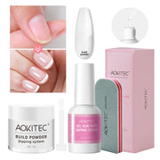 Aokitec Nail Repair Kit - 28g Clear Build Powder + 15ml Repair Glue for Broken Cracked Split Weak Nails