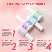 Dip Powder Liquid Set - 12 Pcs Dip Base/Top Coat, Activator, Brush Saver