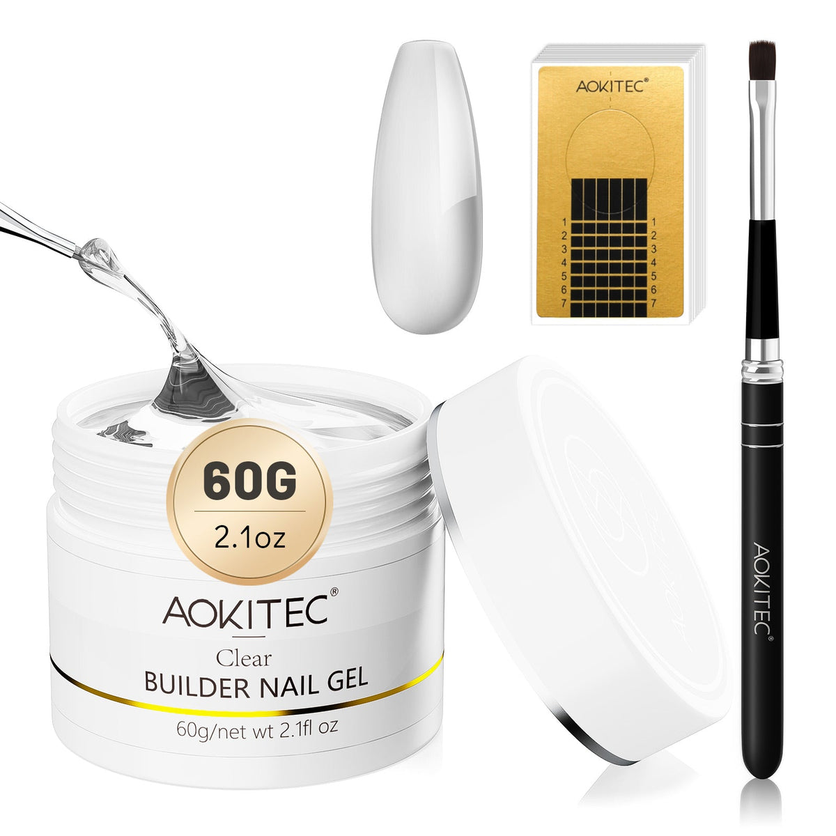 Aokitec Clear 7-in-1 Builder Nail Gel 60g Nail Strengthener & Extension Gel
