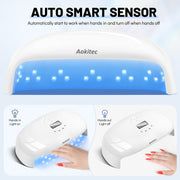 Aokitec UV LED Nail Lamp, 78W Fast Cure Nail Dryer with Smart Timer for Home DIY Salon Use