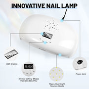 Aokitec UV LED Nail Lamp, 78W Fast Cure Nail Dryer with Smart Timer for Home DIY Salon Use