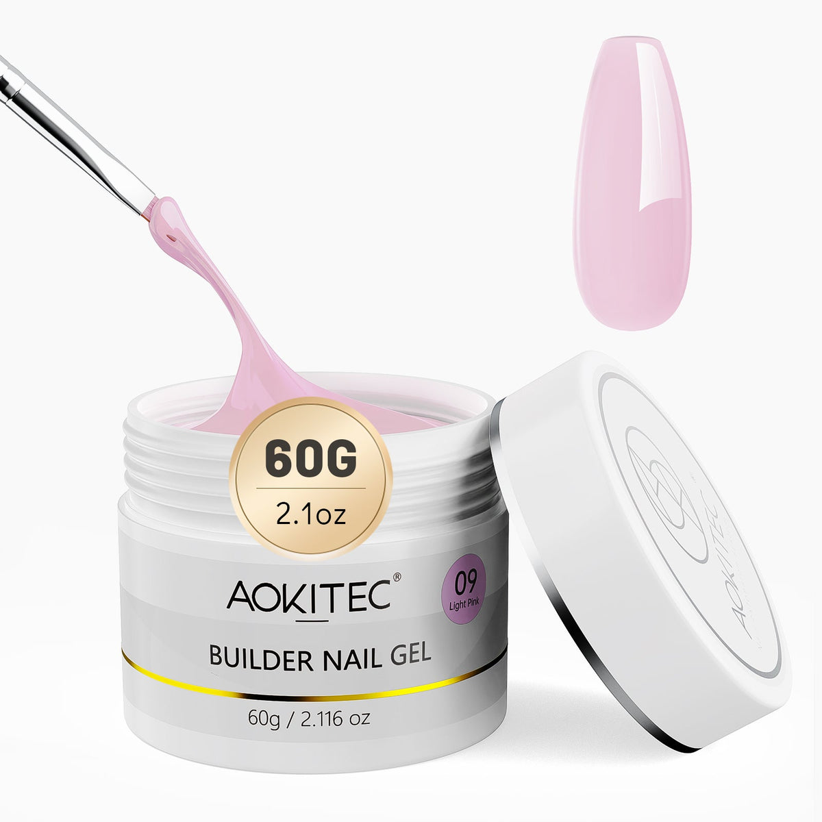 Aokitec Light Pink 7-in-1 Builder Nail Gel 60g Nail Strengthener & Extension Gel