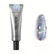 Aokitec Diamond Silver Poly Nail Gel 60ml Quick-Build Extension Gel for Salon & DIY Nails