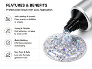 Aokitec Diamond Silver Poly Nail Gel 60ml Quick-Build Extension Gel for Salon & DIY Nails