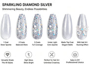 Aokitec Diamond Silver Poly Nail Gel 60ml Quick-Build Extension Gel for Salon & DIY Nails