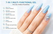Aokitec Pastel Blue 7-in-1 Builder Nail Gel 60g Nail Extension & Strengthener Gel for Home DIY Salon Use