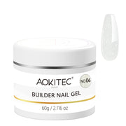 Aokitec Clear Glitter 7-in-1 Builder Nail Gel 60g Nail Extension & Strengthener Gel for Home DIY Salon Use