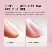 Aokitec Pink Glitter 7-in-1 Builder Nail Gel 60g Nail Extension & Strengthener Gel for Home DIY Salon Use