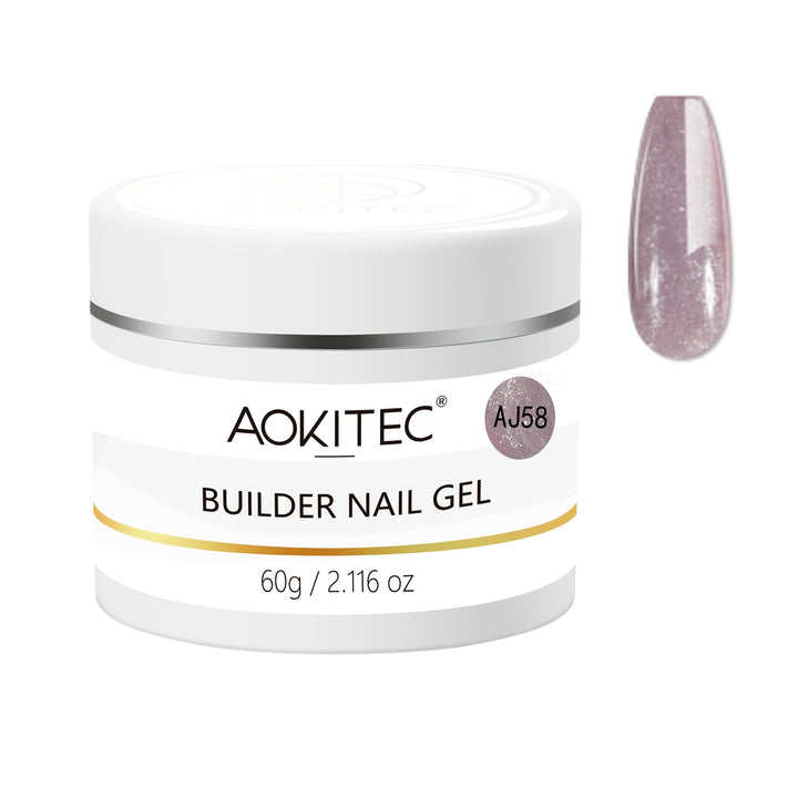 Aokitec 60g Mauve Glitter 7-in-1 Builder Nail Gel All-In-One Nail Extension & Strengthener
