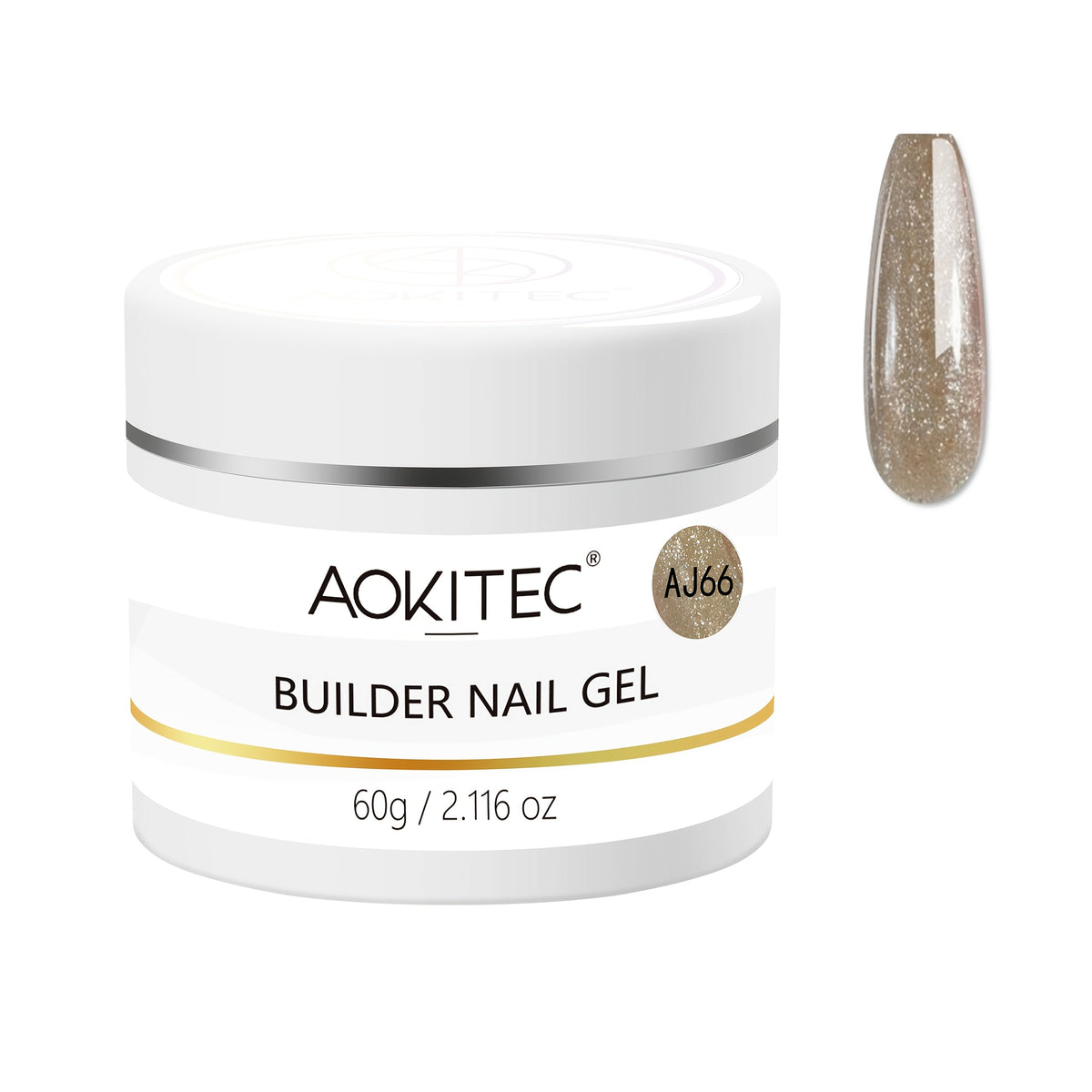 Aokitec 60g Champagne Glitter 7-in-1 Builder Nail Gel All-In-One Nail Extension & Strengthener