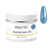 Aokitec 60g Ice Blue Glitter 7-in-1 Builder Nail Gel All-In-One Nail Extension & Strengthener