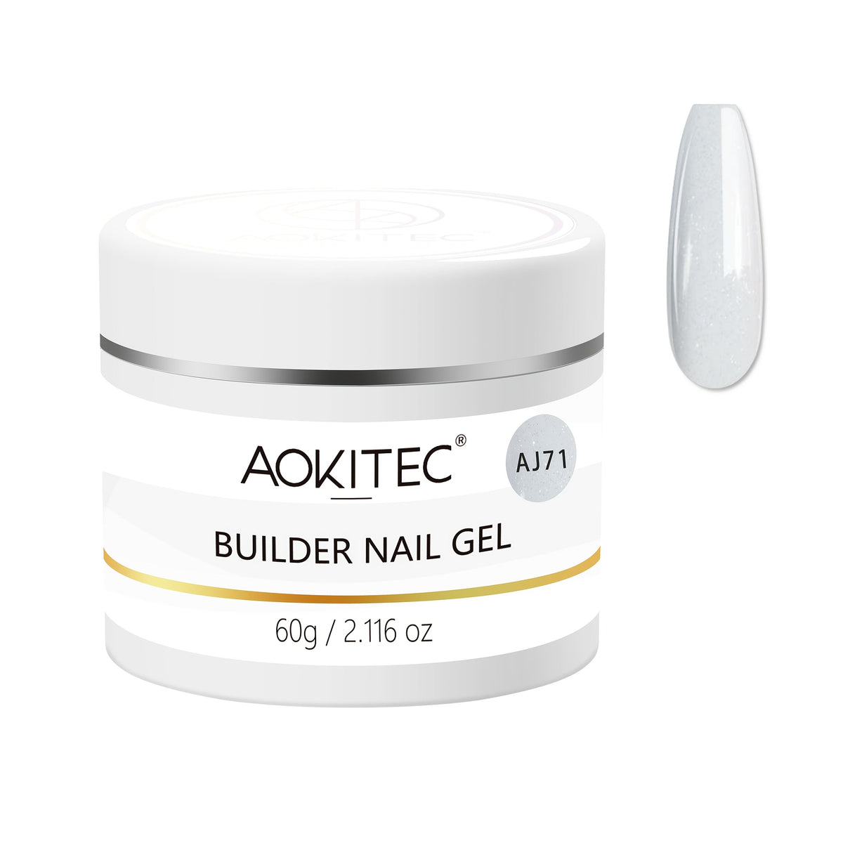 Aokitec Ice White Glitter 7-in-1 Builder Nail Gel All-In-One Nail Extension & Strengthener 60g