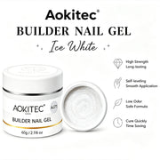 Aokitec Ice White Glitter 7-in-1 Builder Nail Gel All-In-One Nail Extension & Strengthener 60g