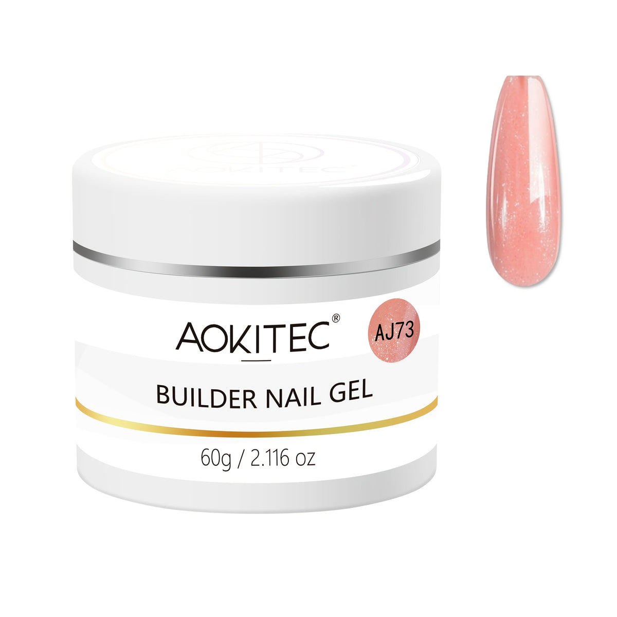 Aokitec Peach Pink Glitter Multifunctional Builder Nail Gel for Nail Extension & Strengthener 60g