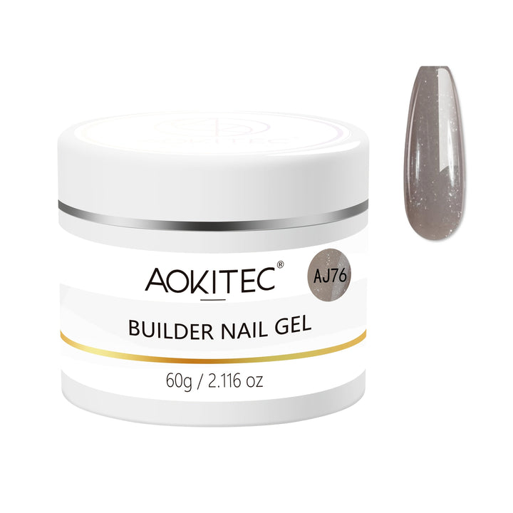 Aokitec 60g Cool Grey Glitter 7-in-1 Builder Nail Gel All-In-One Nail Extension & Strengthener