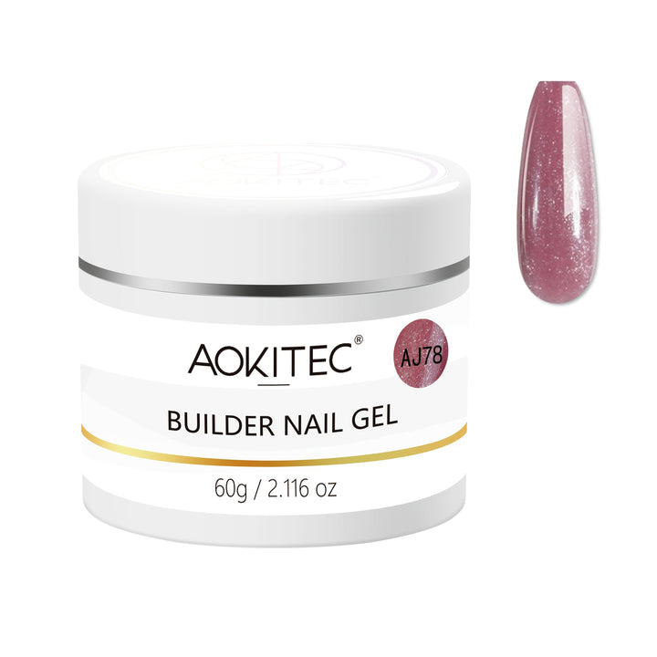 Aokitec Burgundy Glitter 7-in-1 Builder Nail Gel All-In-One Nail Extension & Strengthene 60g