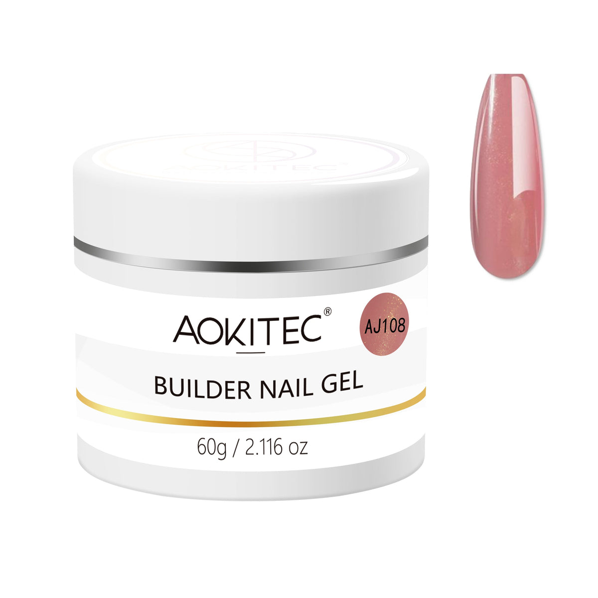 Aokitec 60g Nude Bronze Glitter 7-in-1 Builder Nail Gel All-In-One Nail Extension & Strengthener