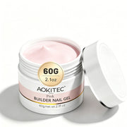 Aokitec 60g Pink Builder Nail Gel, Nail Extension Repair Strengthener 7-in-1 Hard Gel