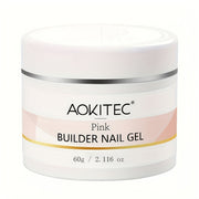 Aokitec 60g Pink Builder Nail Gel, Nail Extension Repair Strengthener 7-in-1 Hard Gel