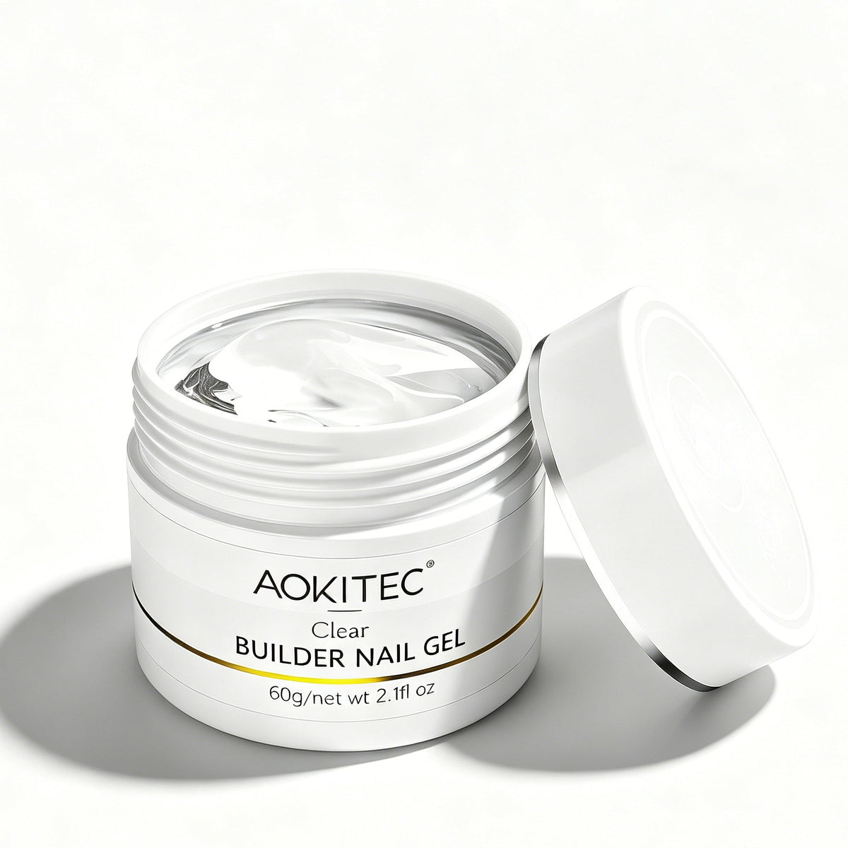 Aokitec 60g Clear Builder Nail Gel, Nail Extension Repair Strengthener 7-in-1 Hard Gel