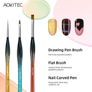 Reflective Gradient Nail Art Brush Set, Nail Drawing Liner Painting Brushes for Gel Polish Manicure