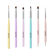 Aokitec 6PCS Candy Color Nail Art Brushes Set, Multi-Shape Nail Design Painting Tools