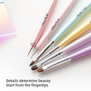 Aokitec 6PCS Candy Color Nail Art Brushes Set, Multi-Shape Nail Design Painting Tools