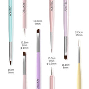 Aokitec 6PCS Candy Color Nail Art Brushes Set, Multi-Shape Nail Design Painting Tools