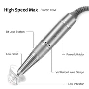 Aokitec 30000 RPM Portable Electric Nail Drill Kit - Rechargeable, Low Noise Efile for Acrylic Nails, Gel Nails, and Pedicure
