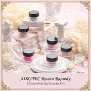Aokitec Rose Pink Series Dip Powder Nail Kit with Dip Liquid & Basic Manicure Tools 14pcs