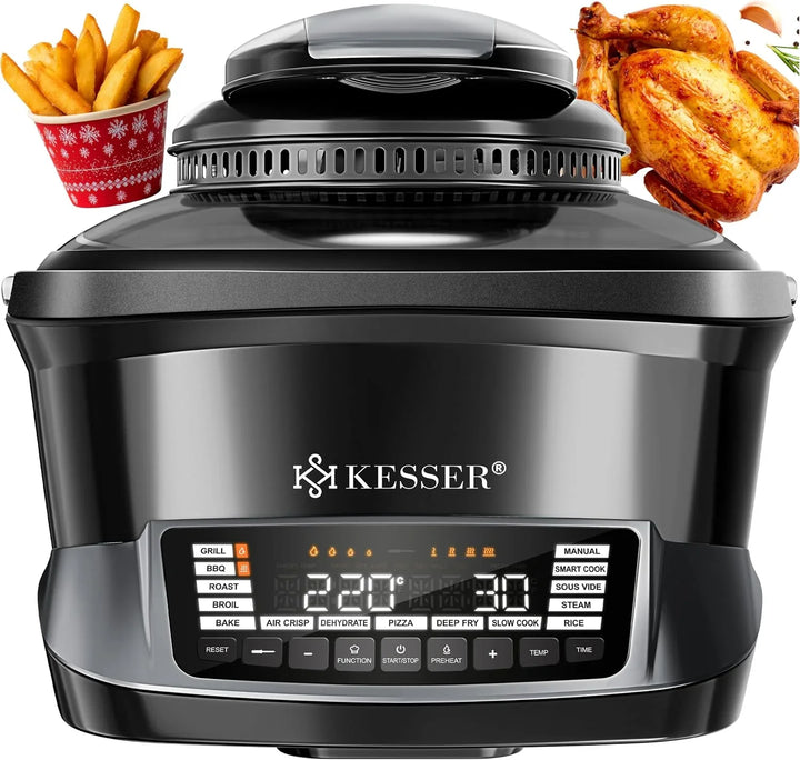 KESSER Multicocina con freidora de aire caliente, 8 L y 16 programas, dispositivo de cocina – Grillen, hornear, guisar, cocinar al vapor, función de precalentamiento y mantenimiento del calor