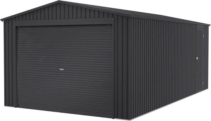 Wasabi - Garaje Metálico 19,52m2 Jarama – Portón Amplio Enrollable - Resguardo Exterior Coche - Cierre Seguridad Llave - Puerta Lateral Peatonal - Cochera Cobertizo Jardín Almacenaje – 576x338x243cm