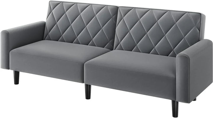 Yaheetech 2 Seater Sofa Bed with 2 Separate Backrests Grey Fit