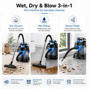 Aspiradora Profesional, 1500W Para Seco/Húmedo Con Depósito 15L ABS