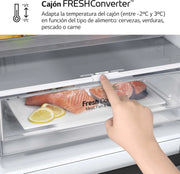 LG GBP61DSXGC - Frigorífico Combi No Frost, Congelador, Compresor Smart Inverter, Color Inox Antihuellas, 186 cm, 341 l