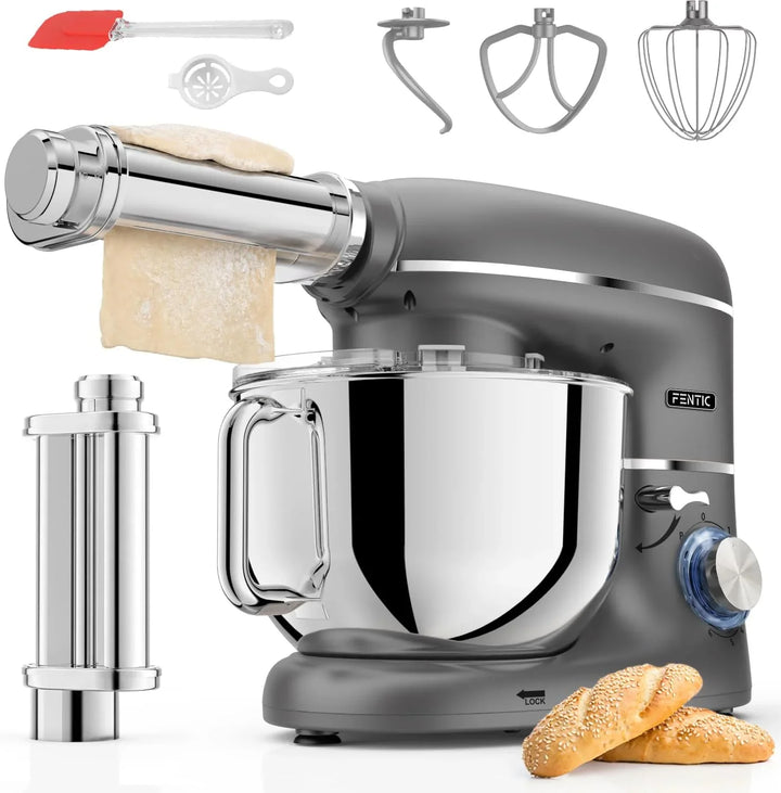 Batidora Amasadora con Máquina Pasta Fresca – 2000W – Robot de Cocina con Laminadora de Masa - 6,2L Bol (Antracita)