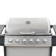 Barbacoa Portátil De Gas Con 6 Zonas Plateada Acero Inoxidable Vidaxl