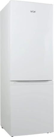 VOK Frigorífico Combi 154L EVR-154DEW, 142 cm Altura x 48,3 cm Ancho, Clase E, Bajo Nivel Sonoro 39 dB, Puerta Reversible, Estanterías Cristal Reforzado, Blanco
