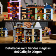 Harry Potter Tiendas Mágicas del Callejón Diagon Maqueta para Adultos y 12 Micro Figuras de Colección, Autobús Noctámbulo, Regalo para Mujeres y Hombres, Decoración Dormitorio, Set de Magia 76444