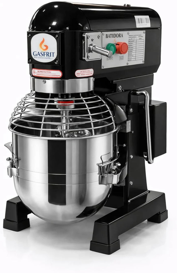 Amasadora Planetaria Profesional Industrial, Batidora de Pie 10L, 20L, 30L y 40L, 3 Velocidades, Acero Inoxidable, Gancho, Paleta y Varillas, Para Panadería y Pastelería