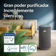 Philips 3200 Purificador de Aire HEPA, 130 m², Ultrasilencioso 15dB*, Gris