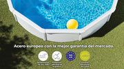 Piscina de Acero Elevada,Redonda con Aspecto Acero Blanco. Piscinas Desmontables para Jardín 350 x 120 cm - Piscina Gre KIT350ECO Fidji.