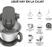 Kenwood Multi Tasker – Amasadora Multifunción con Batidora de Vaso y Procesador de Alimentos, Robot de Cocina 1,7 kg de Masa para Pan y Pizza, Tapa Antisalpicaduras, Gris (KHC30.050GY)