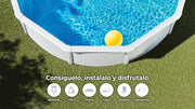 Piscina de Acero Elevada,Redonda con Aspecto Acero Blanco. Piscinas Desmontables para Jardín 350 x 120 cm - Piscina Gre KIT350ECO Fidji.