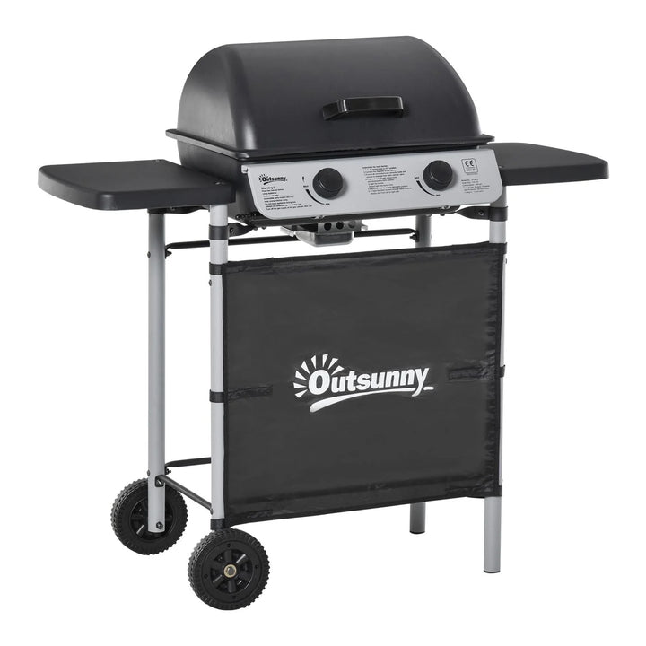 Barbacoa De Gas Outsunny Acero Pp, 104x49x99 Cm, Negro