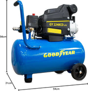Goodyear - Compresor de Aire Eléctrico 24L 165 L/min 8 Bar 2 CV