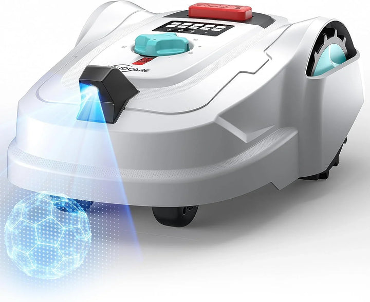 YARDCARE M800Plus Robot Cortacésped sin Cable Perimetral, 800 m², Posicionamiento GPS + Visión IA, Robot Cortacésped sin Cables, Modo de Corte en U, Detección de 150 Obstáculos, Carga Automática, App